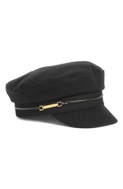 Vince Camuto Solid Felt Skipper Cap In Black