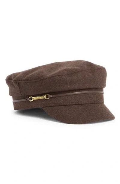 Vince Camuto Solid Felt Skipper Cap In Brown