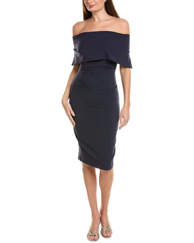 Vince Camuto Solid Off The Shoulder Midi Dress In Blue