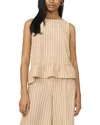Vince Camuto Solid Ruffle Peplum Top In Gray