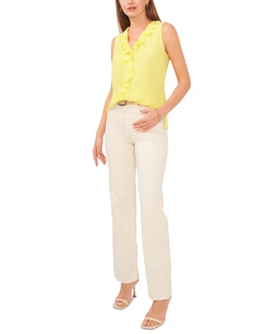Vince Camuto Solid Sleeveless Ruffled Top In Bright Lemon