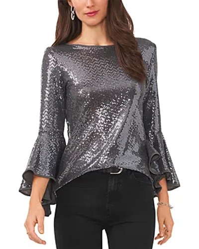 Vince Camuto Sparkle Bell Sleeve Top In Silver