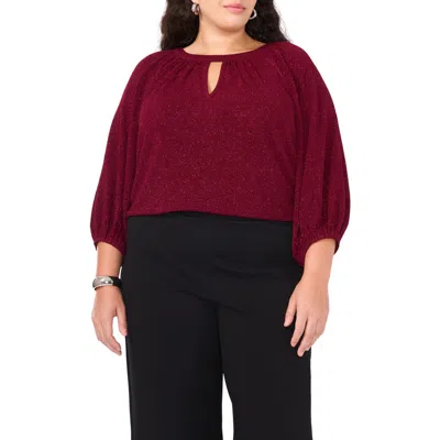 Vince Camuto Sparkle Keyhole Peasant Top In Ruby