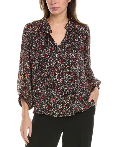 Vince Camuto Split Neck Blouse In Black