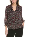 Vince Camuto Split Neck Blouse In Black