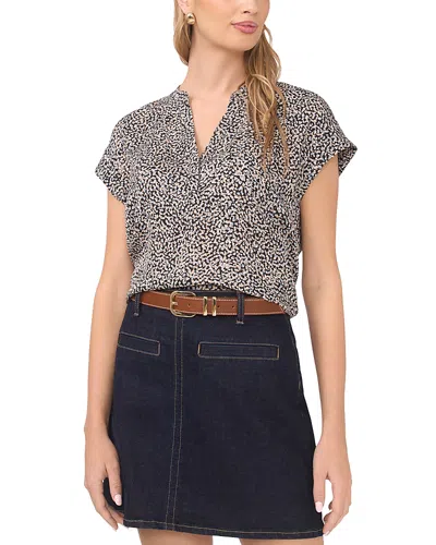 Vince Camuto Split Neck Cap Sleeve Top In Multi