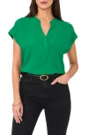 Vince Camuto Split Neck Georgette Blouse In Lush Green