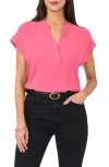Vince Camuto Split Neck Georgette Blouse In Pink Bliss