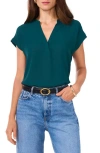 Vince Camuto Split Neck Georgette Blouse In Rain Forest