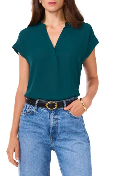 Vince Camuto Split Neck Georgette Blouse In Rain Forest