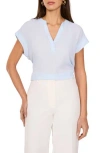 Vince Camuto Split Neck Georgette Blouse In Blue