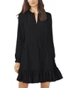 Vince Camuto Ruffle Hem Long Sleeve Dress In Black