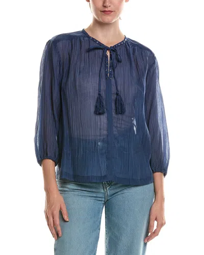 Vince Camuto Split Neck Peasant Blouse In Transparent