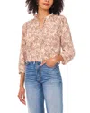 Vince Camuto Split Neck Peasant Blouse In Brown