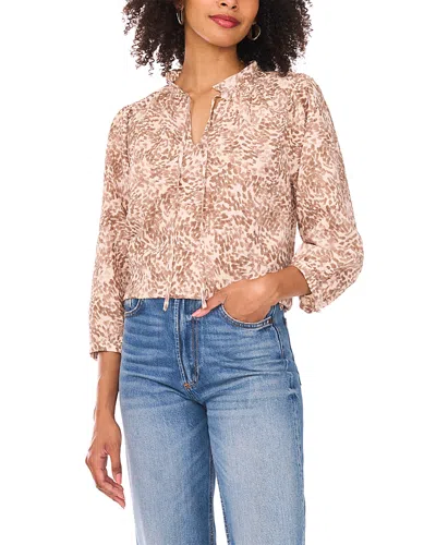 Vince Camuto Split Neck Peasant Blouse In Brown