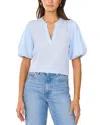 Vince Camuto Hammered Satin Puff Sleeve Top In Frozen