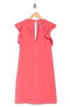 Vince Camuto Split Neck Ruffle Scuba Crepe Dress In Flamingo