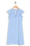 Vince Camuto Split Neck Ruffle Scuba Crepe Dress In Light Blue