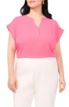 Vince Camuto Plus Size Flutter-sleeve Split-neck Top