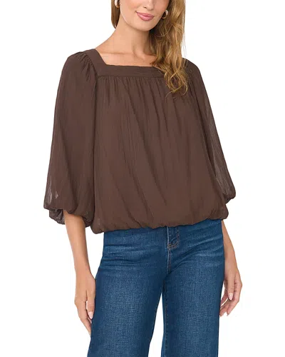 Vince Camuto Square Neck Bubble Blouse In Brown