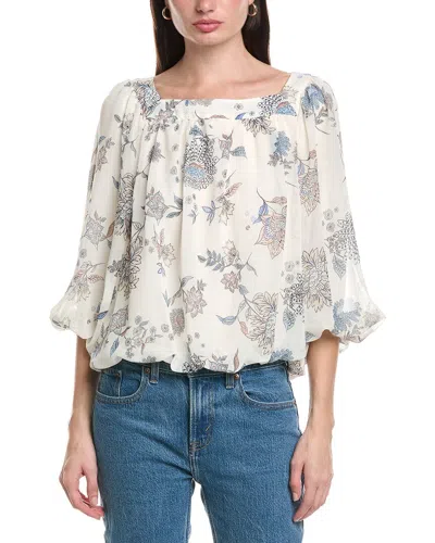 Vince Camuto Square Neck Bubble Blouse In White