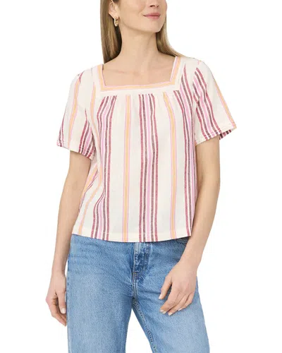 Vince Camuto Square Neck Flutter Sleeve Linen-blend Blouse In V801-tangerine