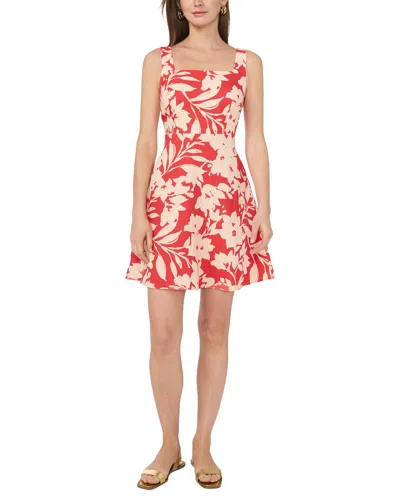 Vince Camuto Floral Square Neck Mini Dress In Red