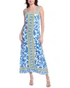 Vince Camuto Printed Square Neck Maxi Dress In Blue