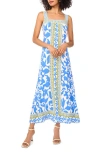 Vince Camuto Printed Square Neck Maxi Dress In True Blue
