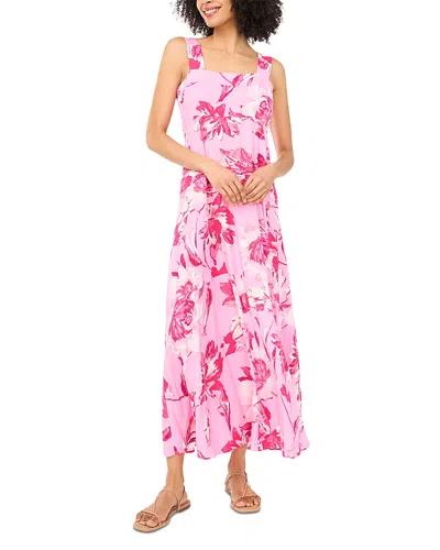 Vince Camuto Square Neck Tiered Maxi Dress In Pink