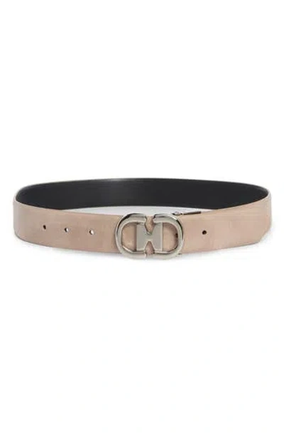 Vince Camuto Squat Horsebit Buckle Reversible Belt In Neutral