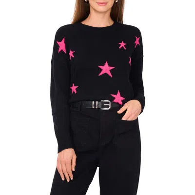 Vince Camuto Star Crewneck Sweater In Black