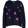 Vince Camuto Star Pattern Crewneck Sweater In Classic Navy