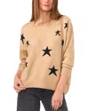 Vince Camuto Star Crewneck Sweater In Latte Heahter