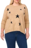 Vince Camuto Star Crewneck Sweater In Latte Heather