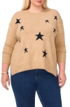 Vince Camuto Star Crewneck Sweater In Latte Heather