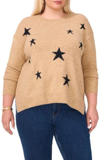 Vince Camuto Star Crewneck Sweater In Latte Heather