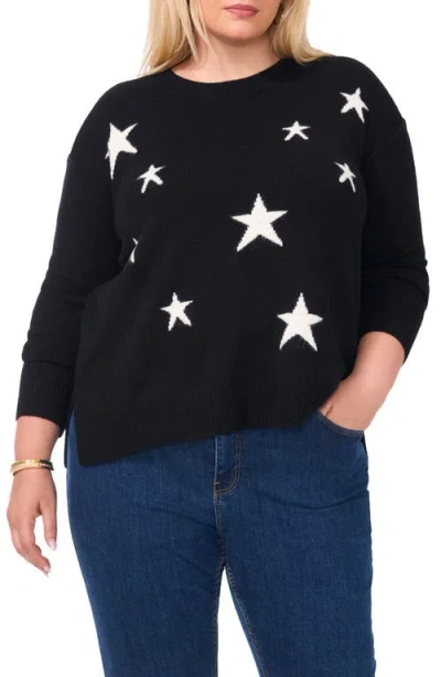 Vince Camuto Star Crewneck Sweater In Rich Black