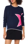 Vince Camuto Star Detail Crewneck Sweater In Blue