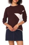 Vince Camuto Star Detail Crewneck Sweater In Brown