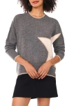 Vince Camuto Star Detail Crewneck Sweater In Gray
