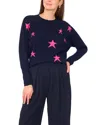 Vince Camuto Star Pattern Crewneck Sweater In Blue