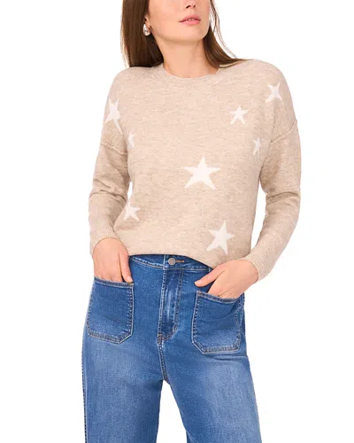 Vince Camuto Star Pattern Crewneck Sweater In Burgundy