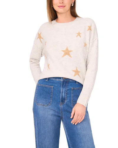 Vince Camuto Star Pattern Crewneck Sweater In White