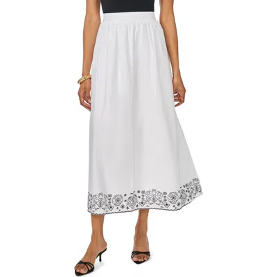 Vince Camuto Stencil Print A-line Cotton Skirt In White