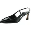 Vince Camuto Stilla Womens Adjustable Patent Leather Slingback Heels In Black