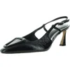 Vince Camuto Stilla Womens Adjustable Patent Leather Slingback Heels In Black