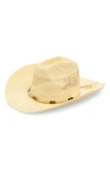 Vince Camuto Stone Trim Straw Cowboy Hat In Brown
