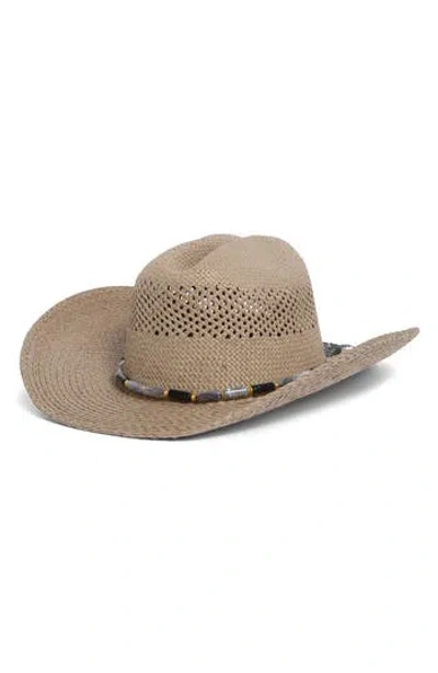 Vince Camuto Stone Trim Straw Cowboy Hat In Brown