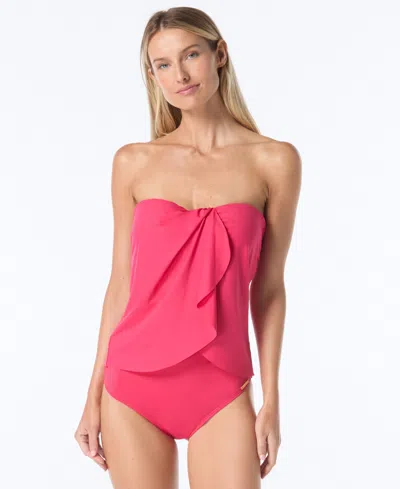 Vince Camuto Strapless Draped Tankini Top In Red